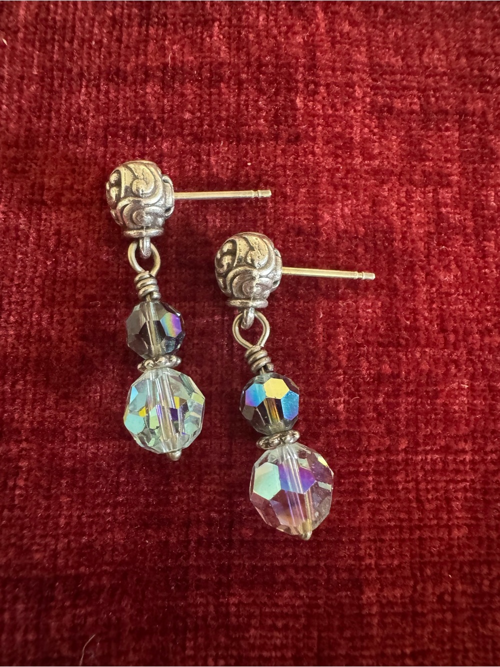 Brighton Cannes drop post earrings blue tint crystal.
